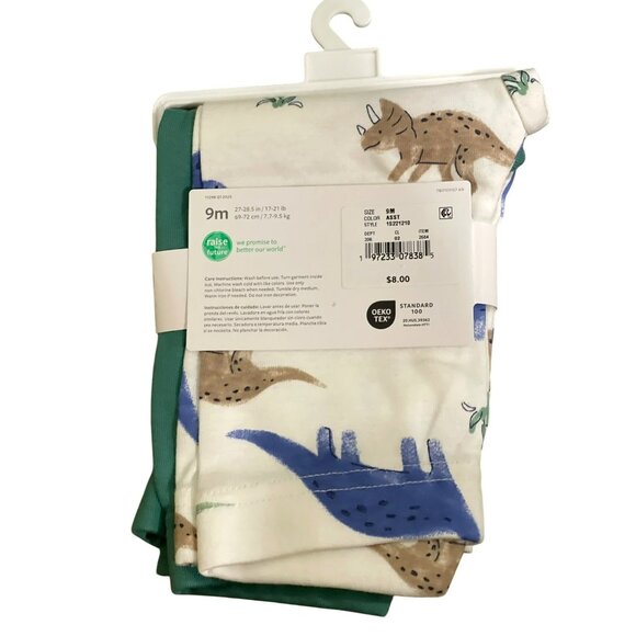 Carters 2-Pack Pants Dinosaur Print & Solid Green 9M NWT - Picture 2 of 2